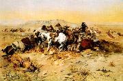 Charles M Russell A Desperate Stand china oil painting reproduction